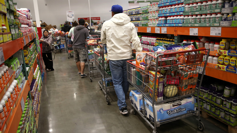 People waiting in Costco line