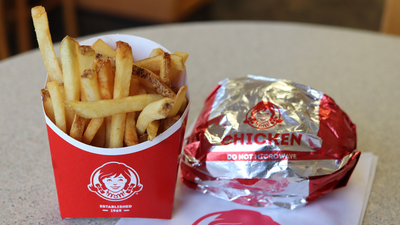 Wendy's chicken sandwich and fries