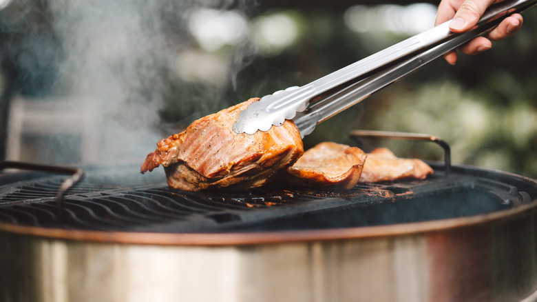 Grilling over charcoal