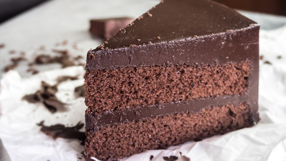 Slice of chocolate mud cake