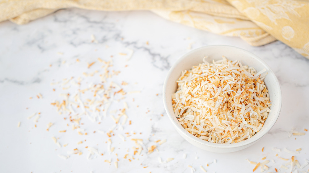 bowl of toasted coconut