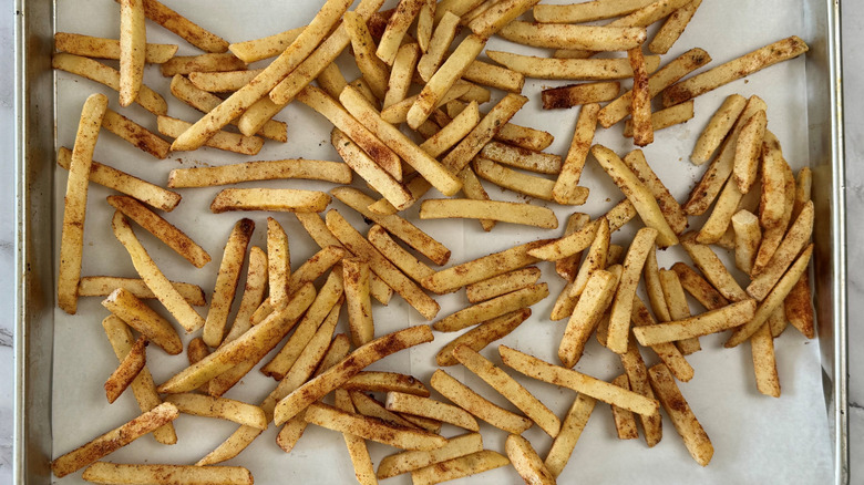 fries in a baking pan