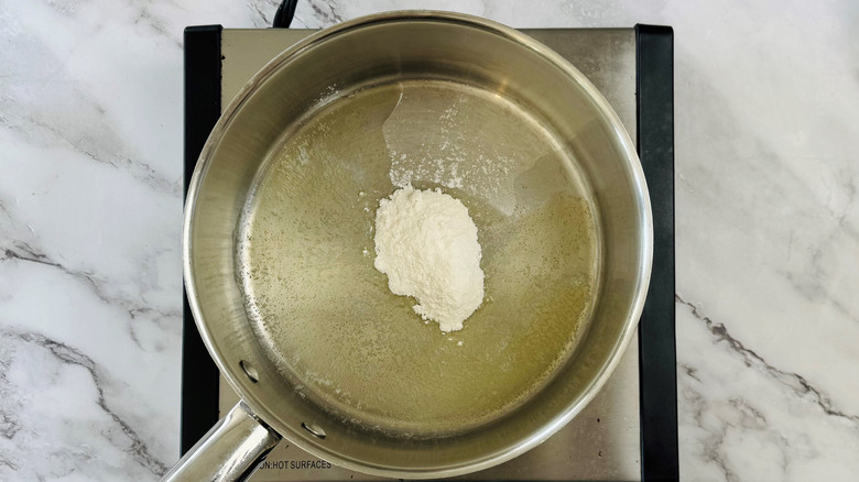 butter and flour in a metal pot