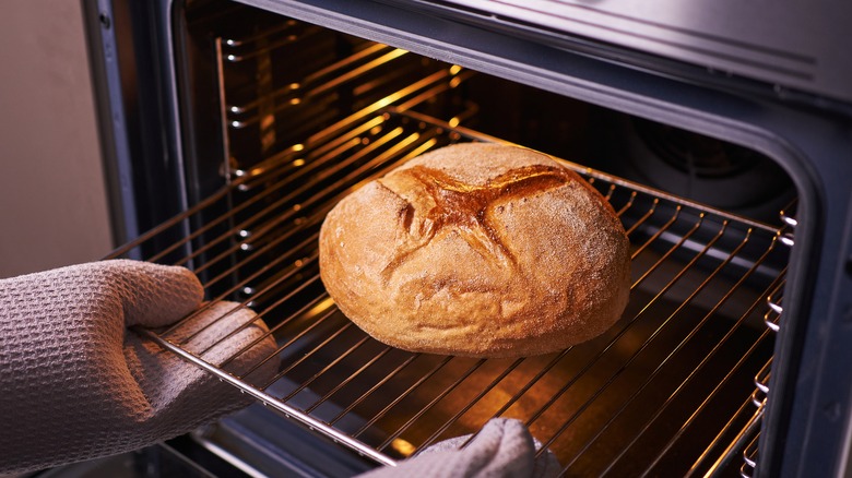 Baking bread in the oven