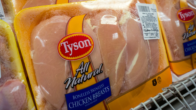 Tyson chicken on grocery shelf