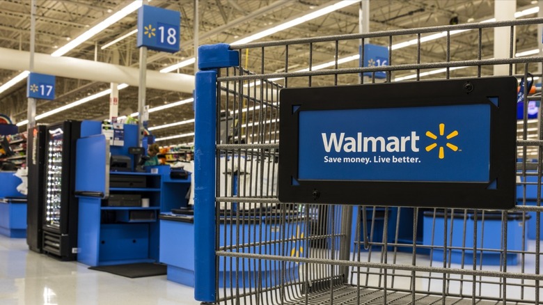 Walmart wagon and cashier's area