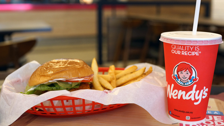 Wendy's burger, fries, and drink