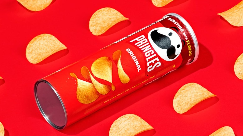 pringles on red background