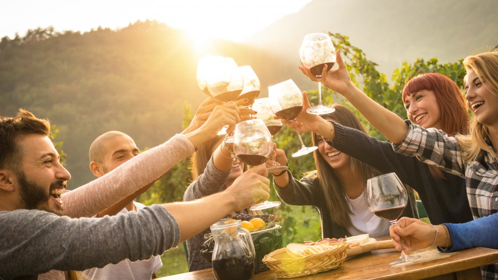 Toasting with wine from Sam's Club