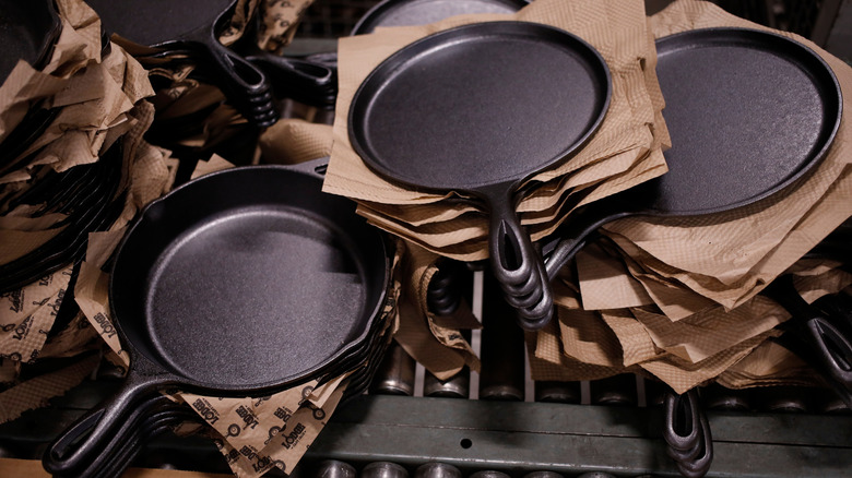 Pile of cast iron pans