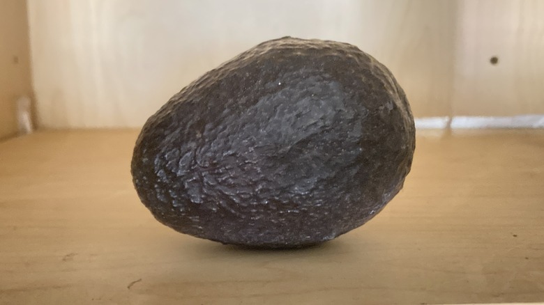 An avocado in a cabinet