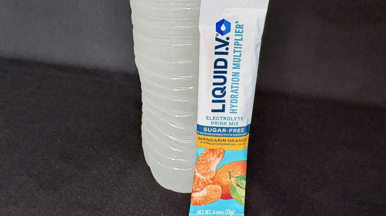 water bottle with Liquid IV packet in front