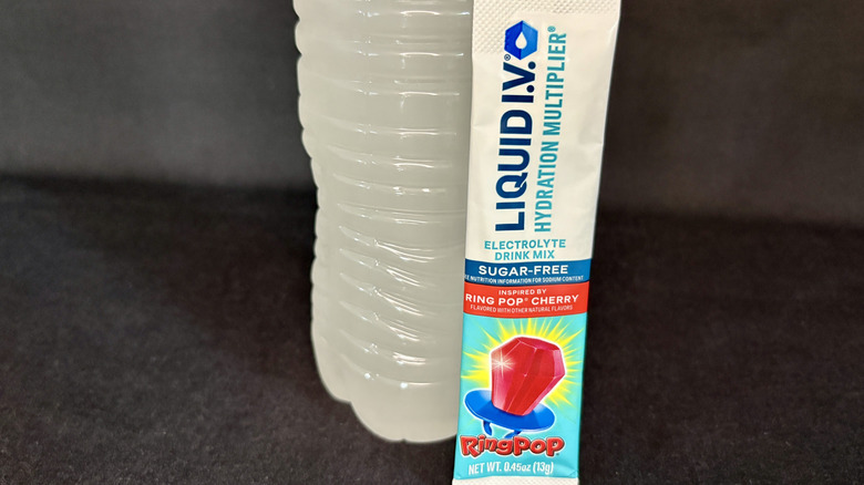 water bottle with Liquid IV packet in front