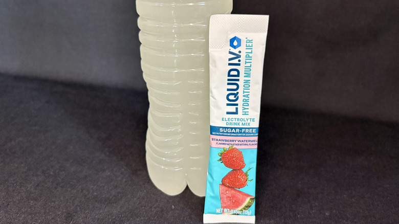 water bottle with Liquid IV packet in front