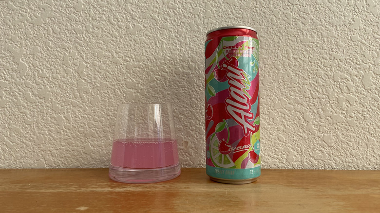 Cherry Twist can beside some poured into a small glass