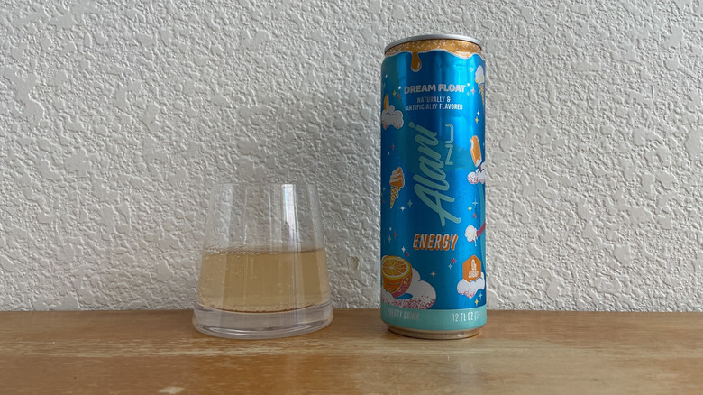 Dream Float can beside some poured into a small glass