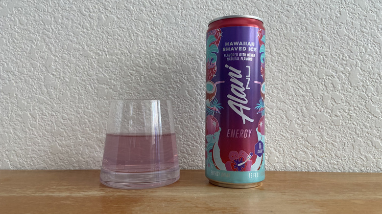 Hawaiian Shaved Ice can beside some poured into a small glass