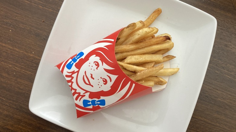 Wendys fries on white plate