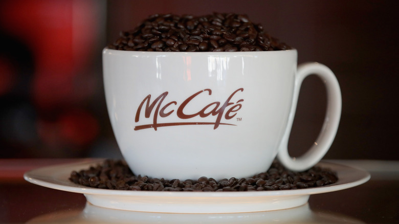 McCafé mug full of beans