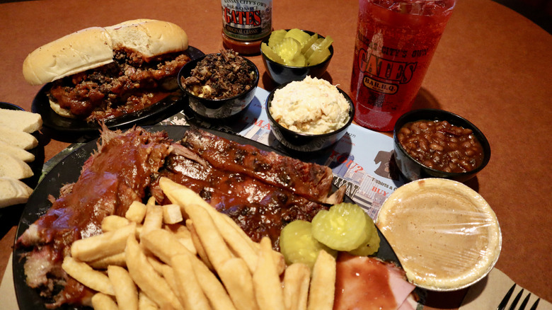 barbecue ribs with sides from Gate's