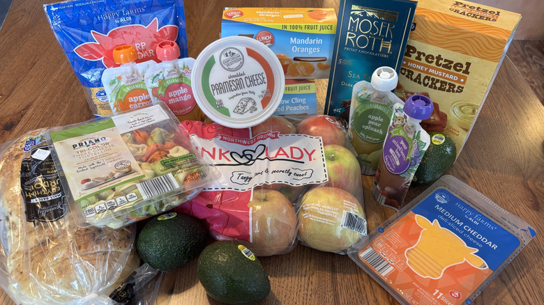 groceries on table from Aldi