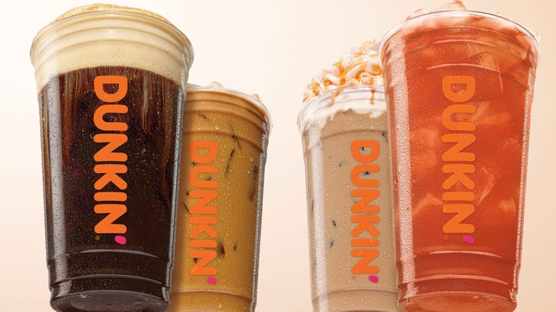 Assortment of Dunkin' beverages 