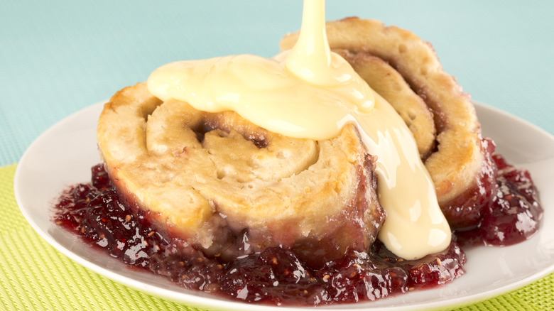 jam roly-poly with custard