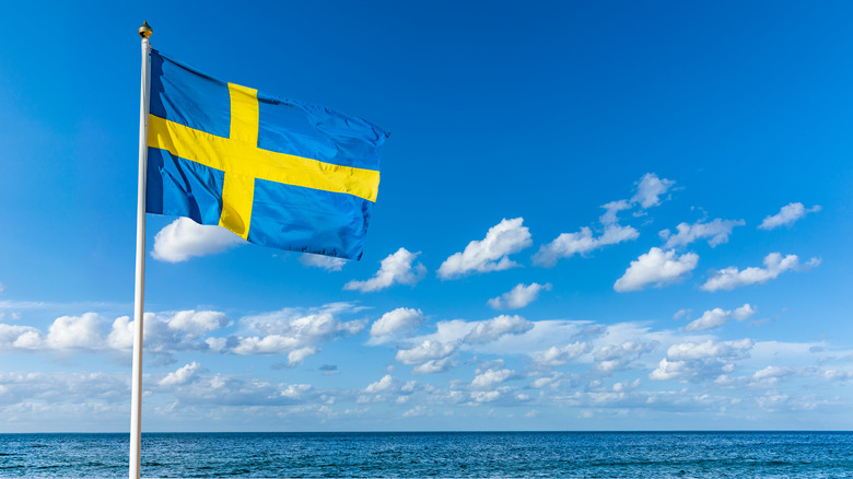 Swedish flag waving