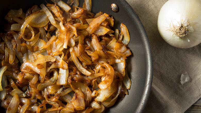 Pan of caramelized onions