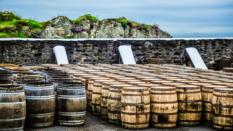 Whisky casks on scottish isle