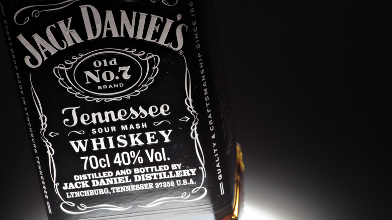 Label of Jack Daniel's bottle on black background