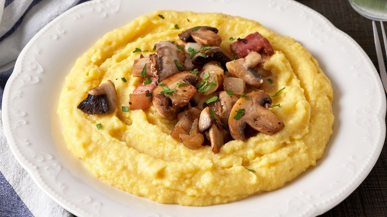 polenta topped with mushrooms