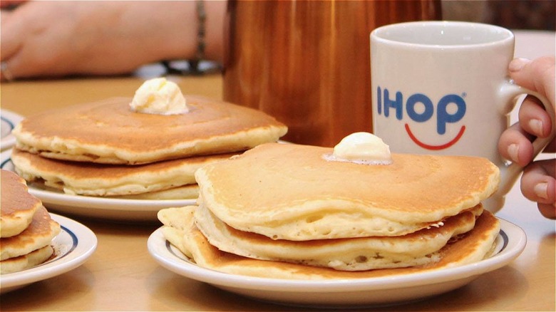 Several stacks of pancakes