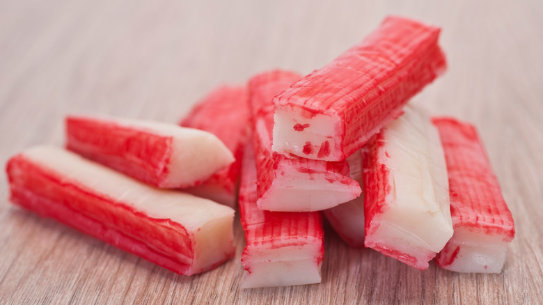 imitation crab sticks on table