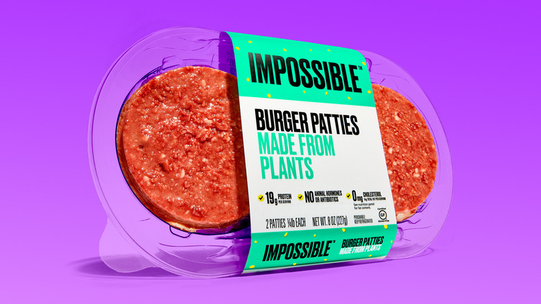Packaged Impossible patties ready to cook