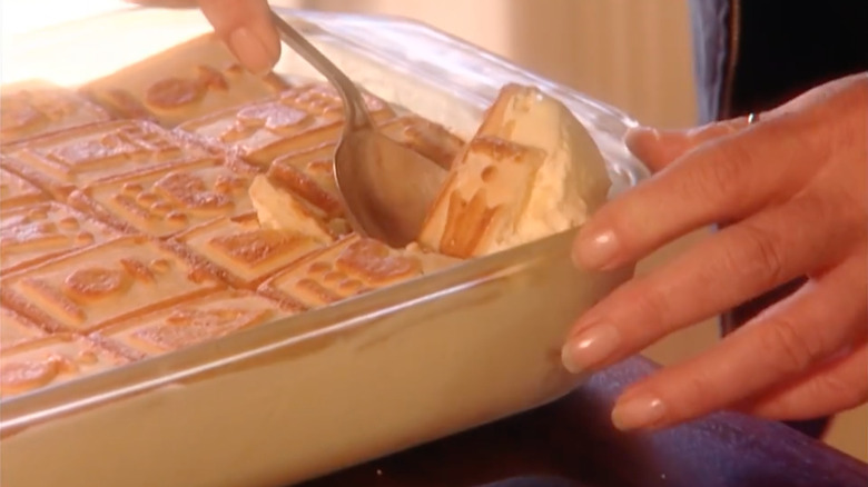 Paula Deen's banana pudding with chessman on top