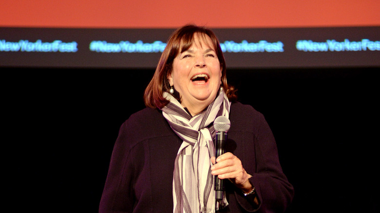 Ina Garten talks into microphone