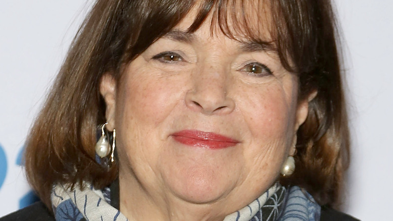 Ina Garten wearing black jacket and multi-colored scarf