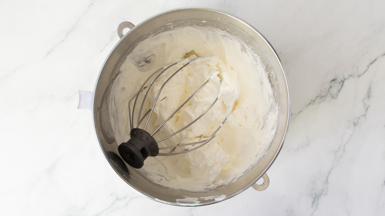 whipped cream in a stand mixer