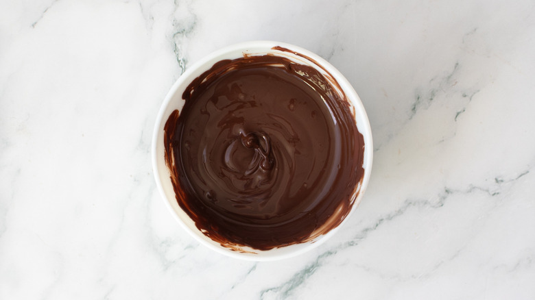 melted chocolate in a white bowl