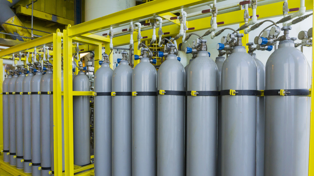 Gas cylinders at an industrial site