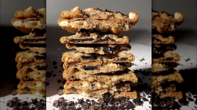 A stack of Cookies 'N Cream cookies