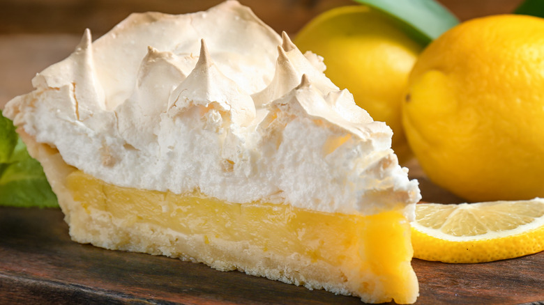 Slice of lemon meringue pie