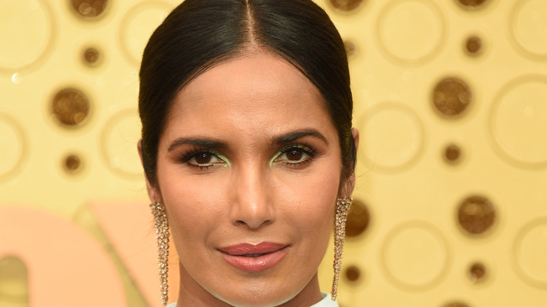 Padma Lakshmi staring straight ahead