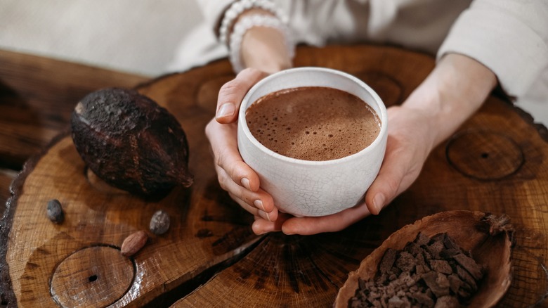 White cup of hot chocolate