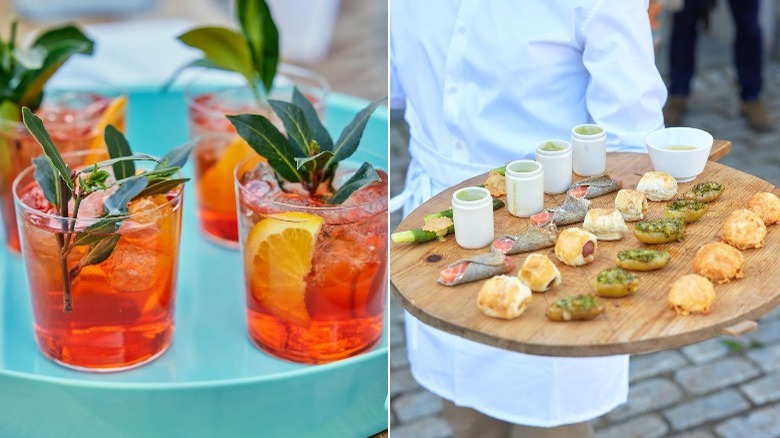 Cocktails and snacks at Martha Stewart's party