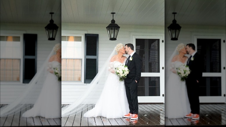 Anne Burrell and husband kissing