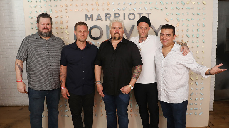 Guy Fieri and buddy Volastro with Voltaggio brothers