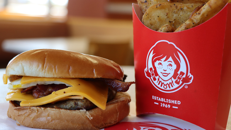 Wendy's breakfast baconator and fries