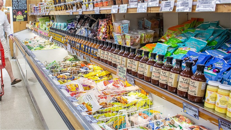 Shoppers in the freezer aisle at Trader Joe's